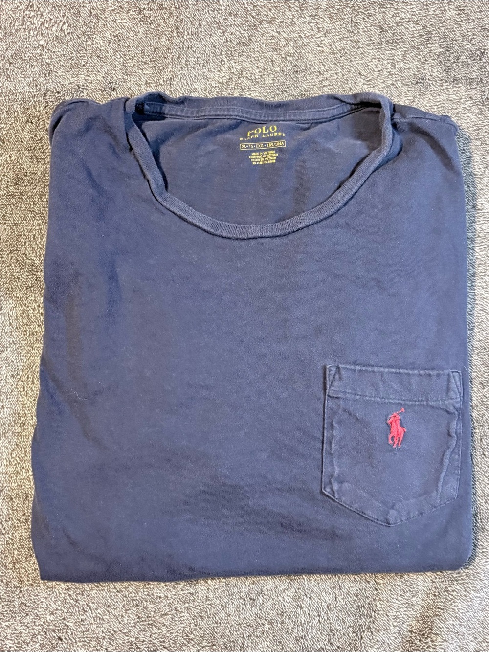 Polo by Ralph Lauren Navy Short Sleeve Pocket Tee with Red Pony